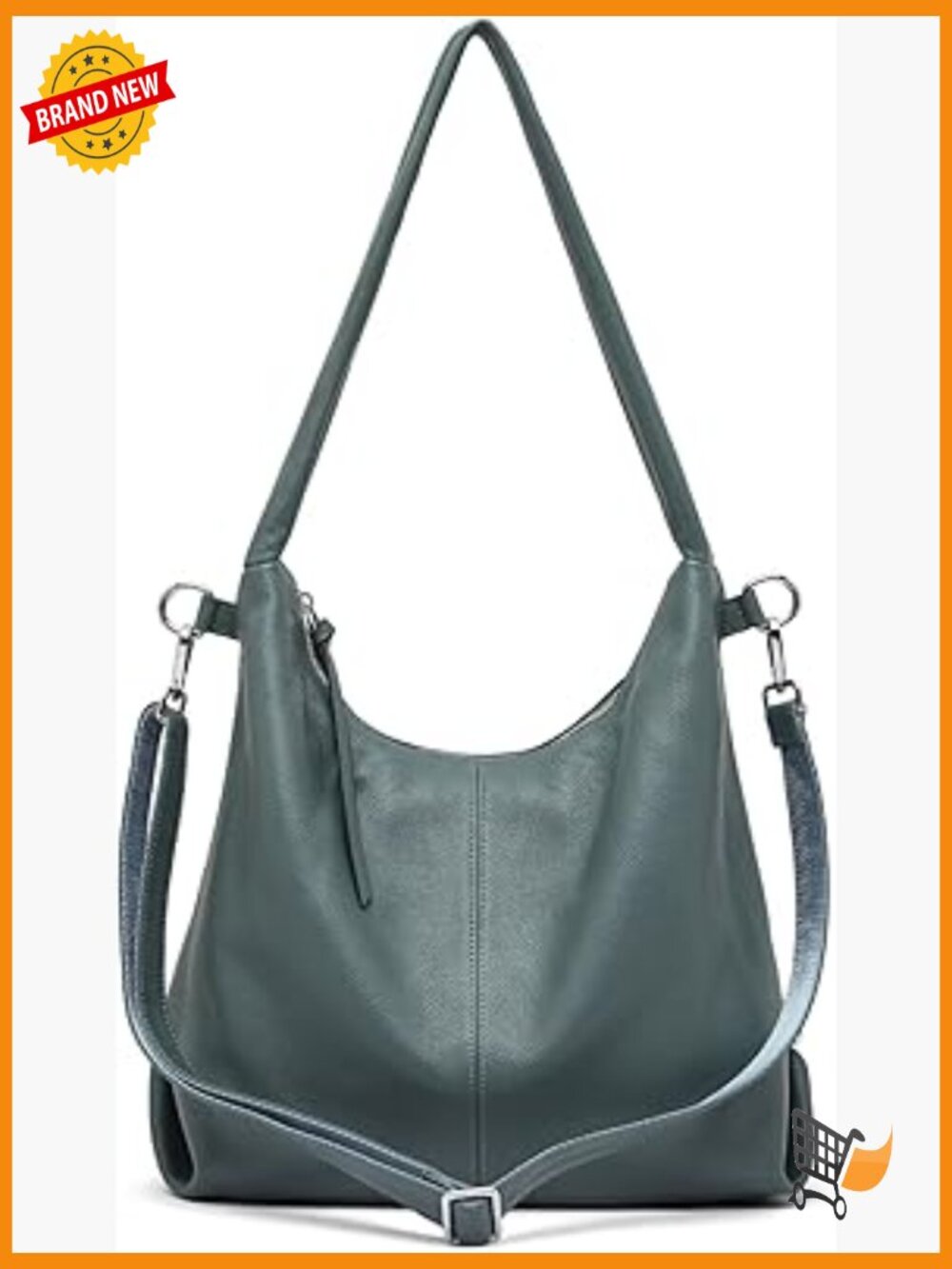 Genuine Leather Tote Hobo Bag Large Capacity Crossbody Shoulder Handbag with